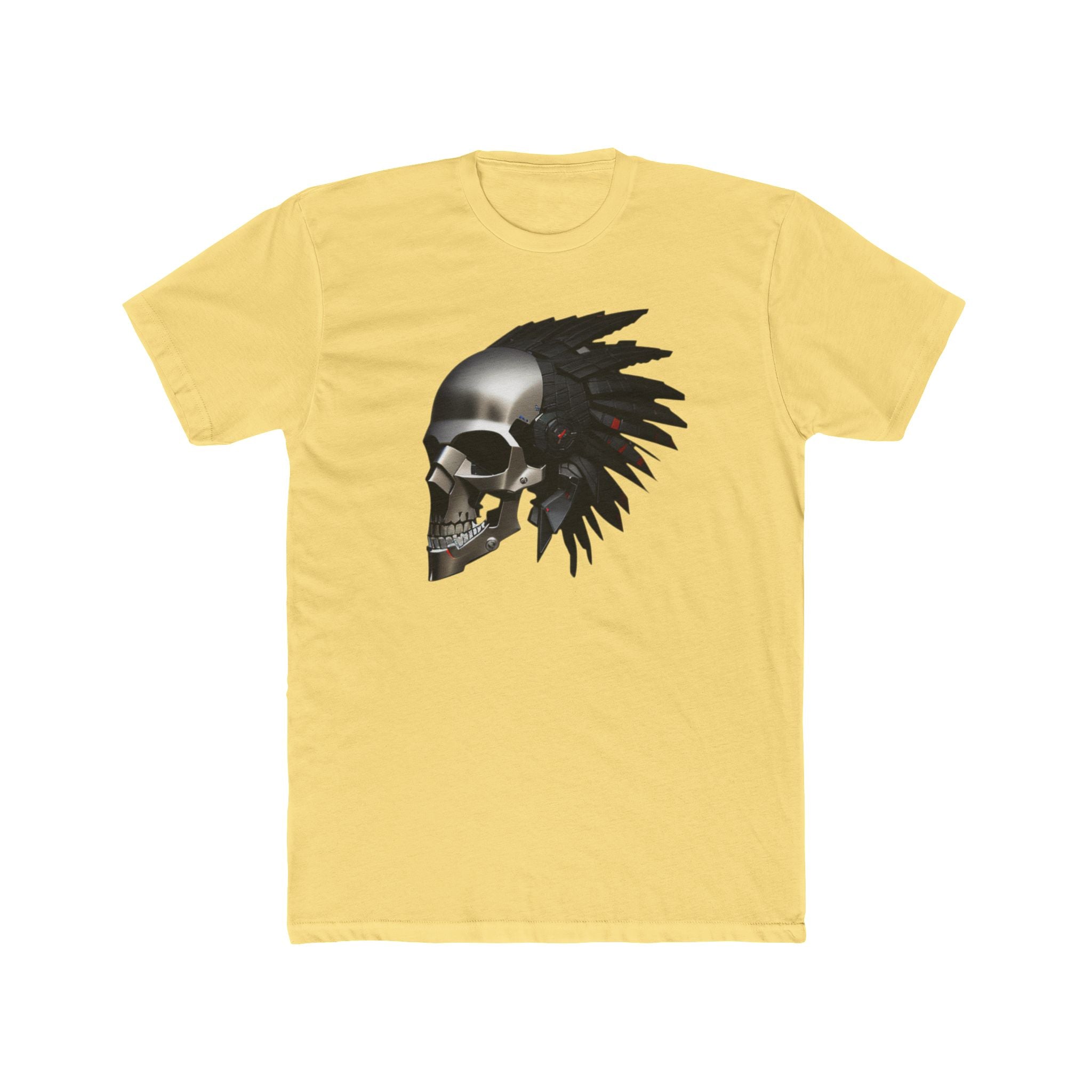 Skull Headdress Graphic Tee — 'Watch Your 6' Military-Inspired Crew Shirt