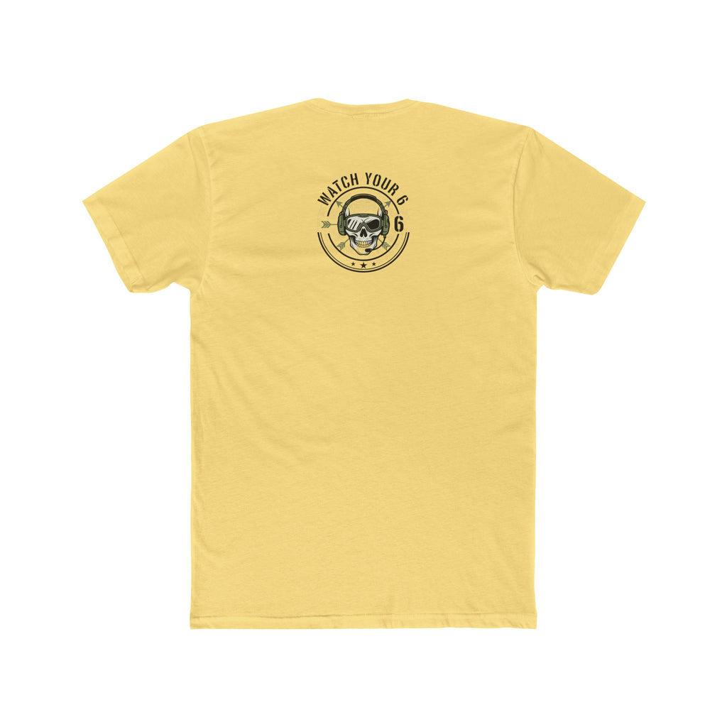Skull Headdress Graphic Tee — 'Watch Your 6' Military-Inspired Crew Shirt