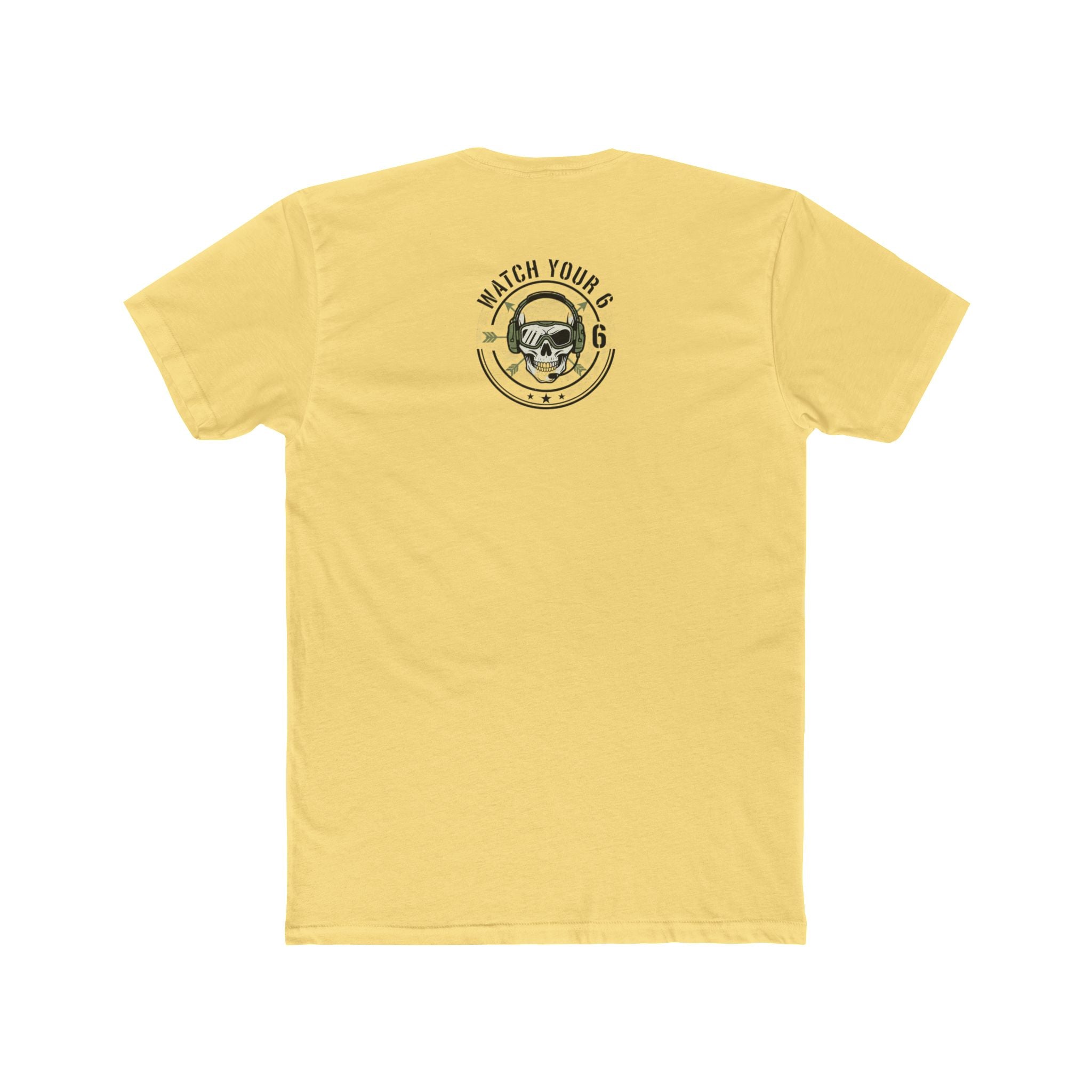 Skull Headdress Graphic Tee — 'Watch Your 6' Military-Inspired Crew Shirt
