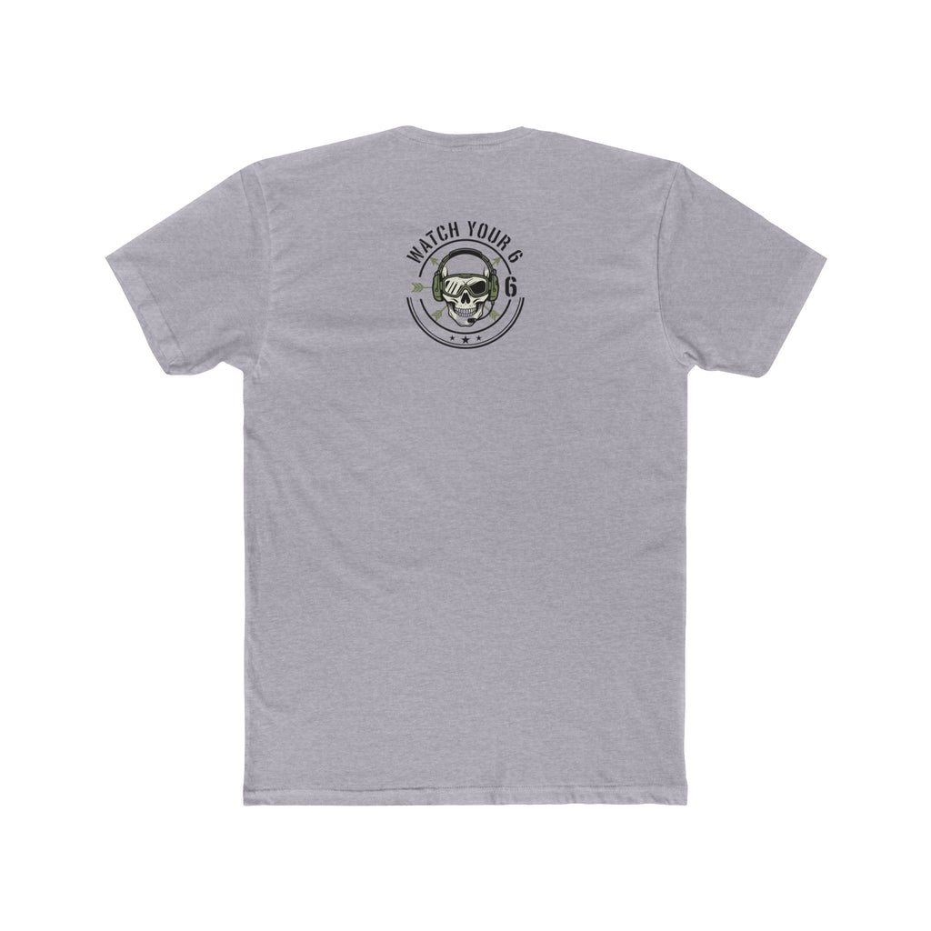 Skull Headdress Graphic Tee — 'Watch Your 6' Military-Inspired Crew Shirt