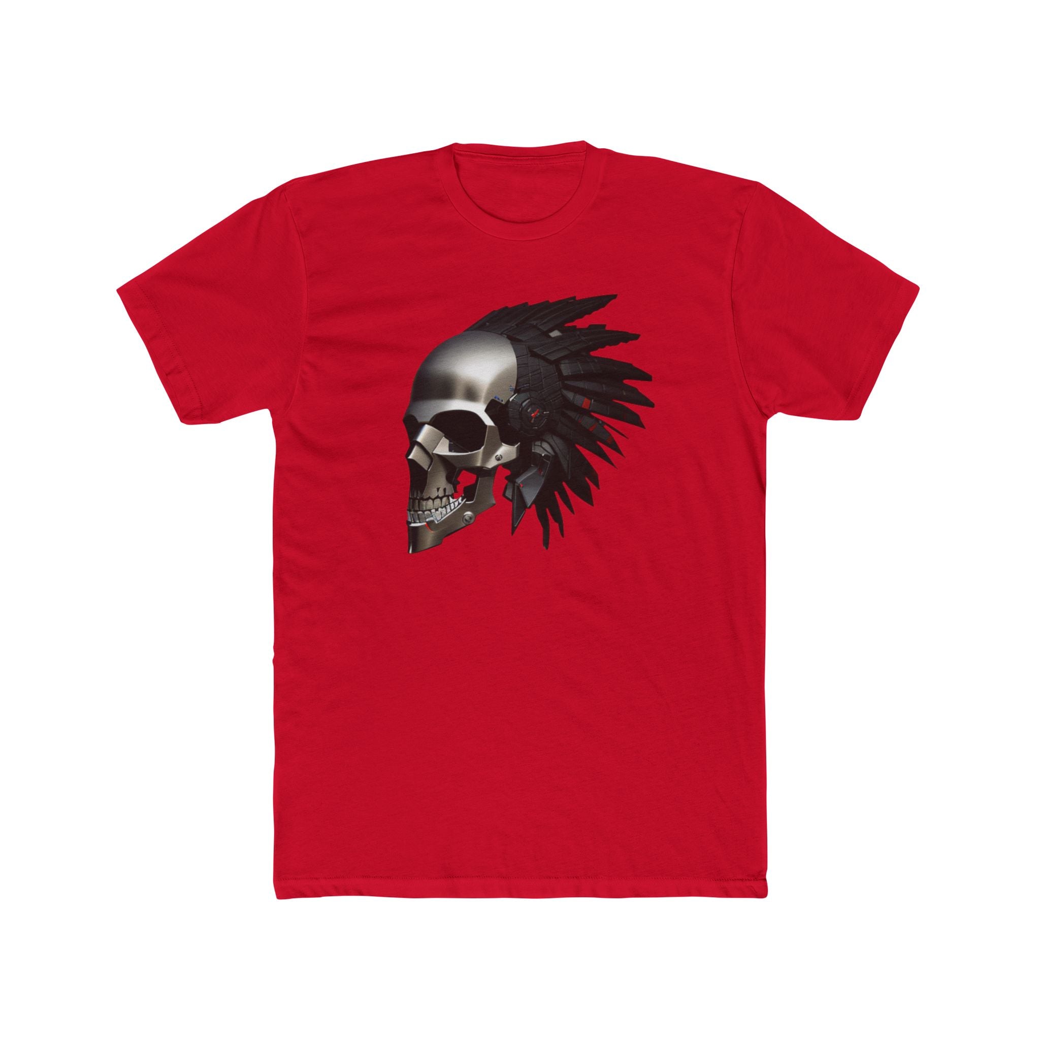 Skull Headdress Graphic Tee — 'Watch Your 6' Military-Inspired Crew Shirt