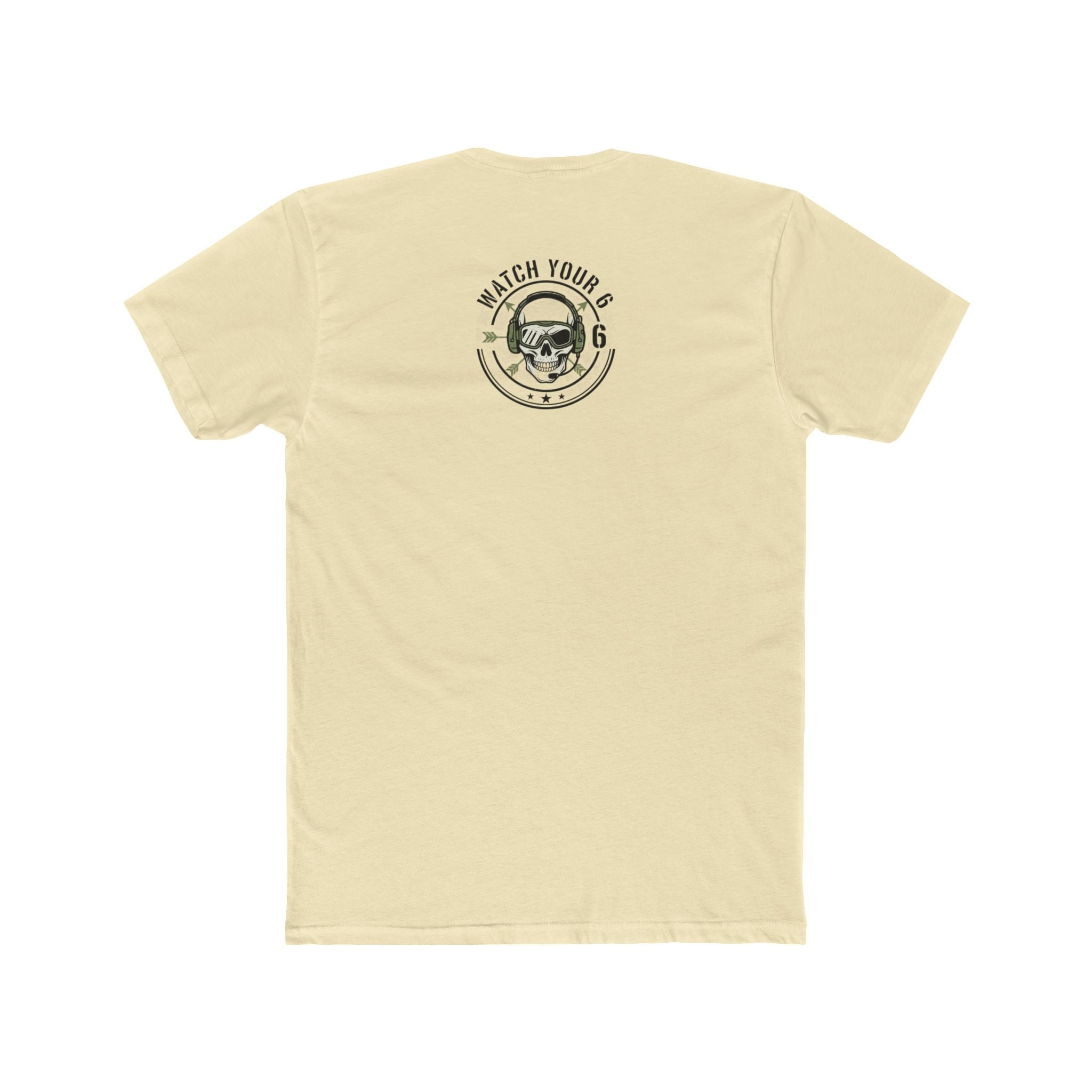Skull Headdress Graphic Tee — 'Watch Your 6' Military-Inspired Crew Shirt