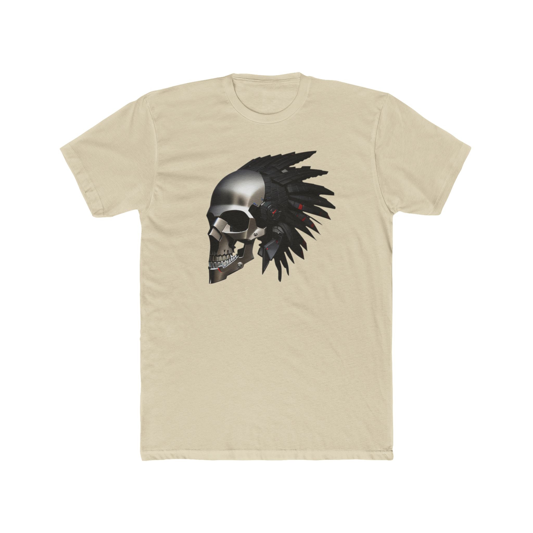 Skull Headdress Graphic Tee — 'Watch Your 6' Military-Inspired Crew Shirt