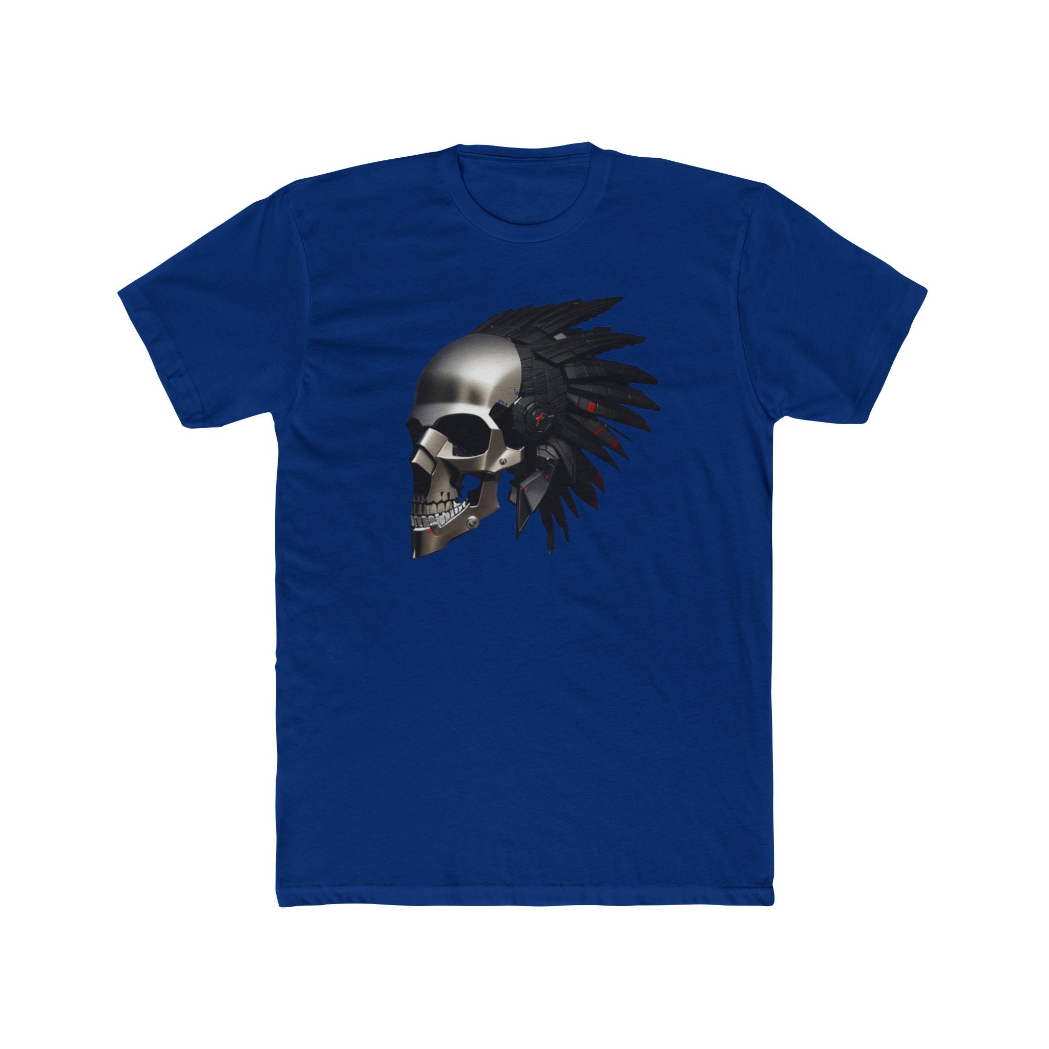 Skull Headdress Graphic Tee — 'Watch Your 6' Military-Inspired Crew Shirt
