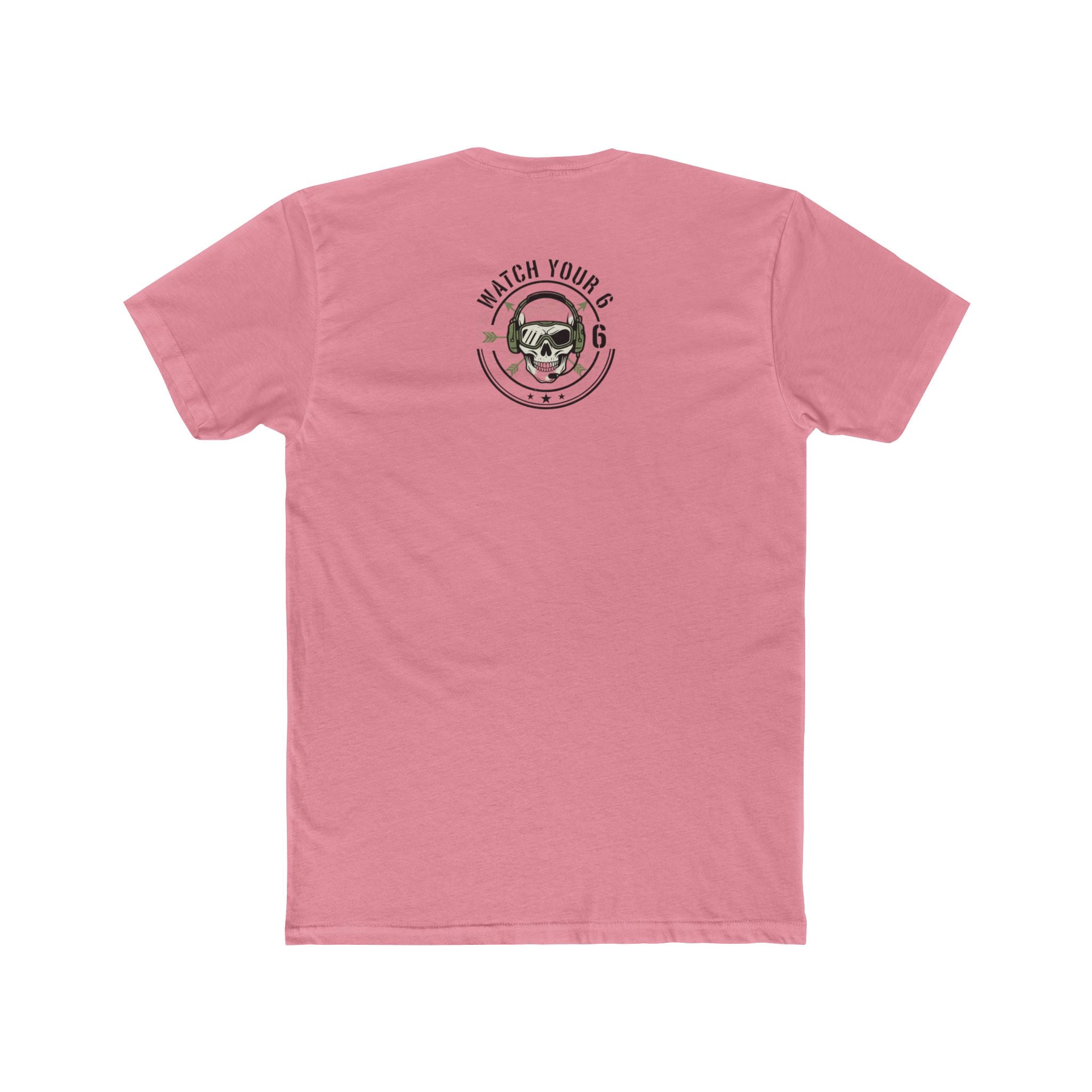 Skull Headdress Graphic Tee — 'Watch Your 6' Military-Inspired Crew Shirt