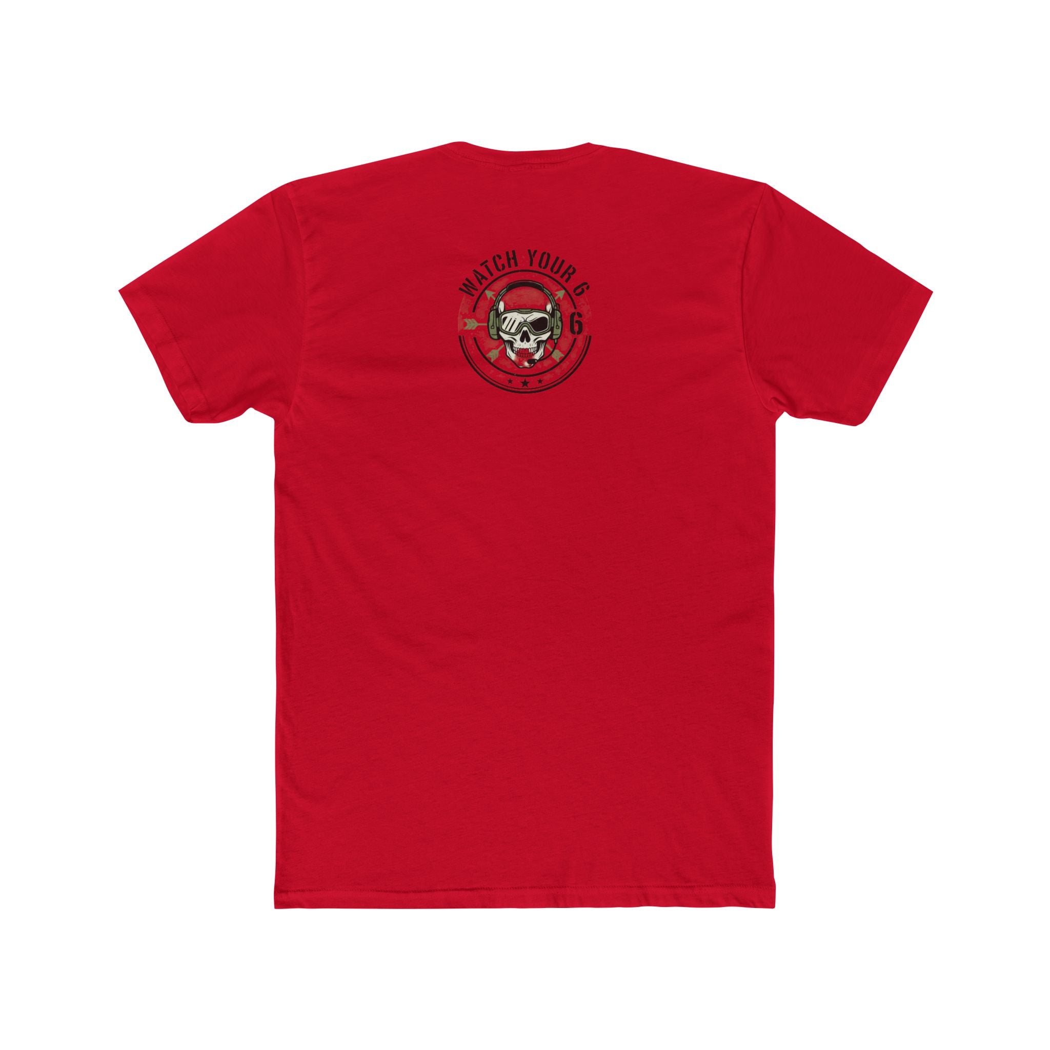 Skull Headdress Graphic Tee — 'Watch Your 6' Military-Inspired Crew Shirt