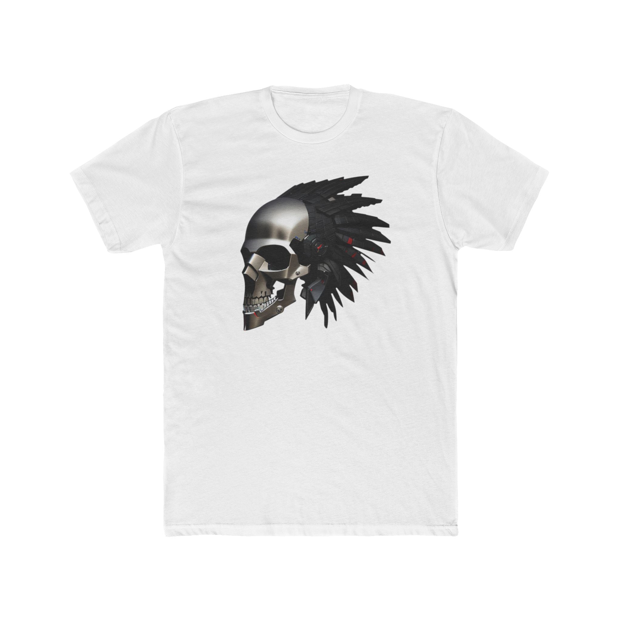 Skull Headdress Graphic Tee — 'Watch Your 6' Military-Inspired Crew Shirt